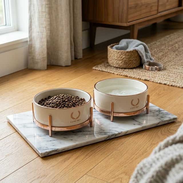 Ceramic & Rose Gold Food Bowls
